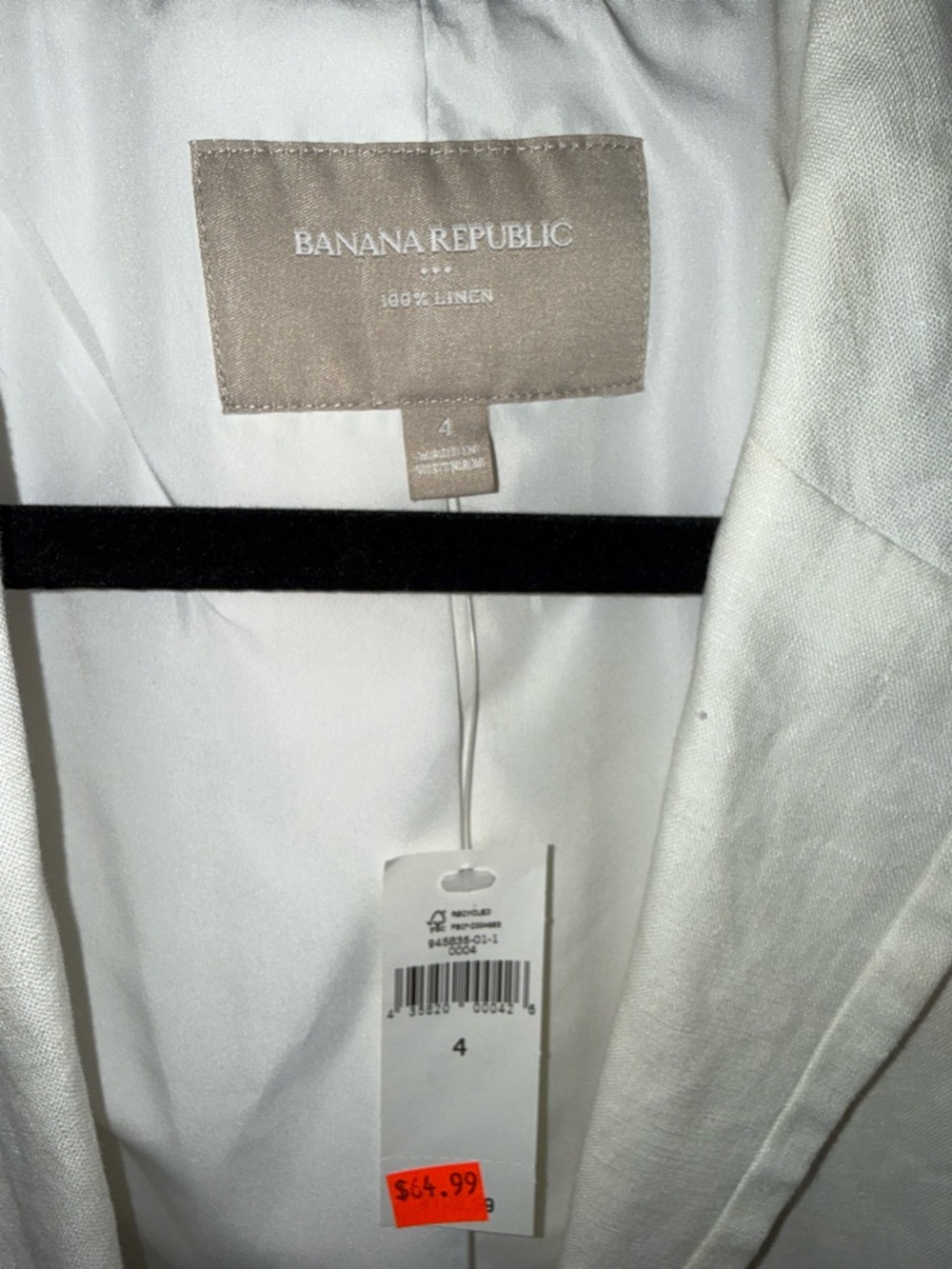 NWT Banana Republic Cream Linen Blazer Size 4 - Picture 3 of 6